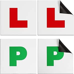 Fully Magnetic Red Car L-Plates and Green P Plate 4 Pack